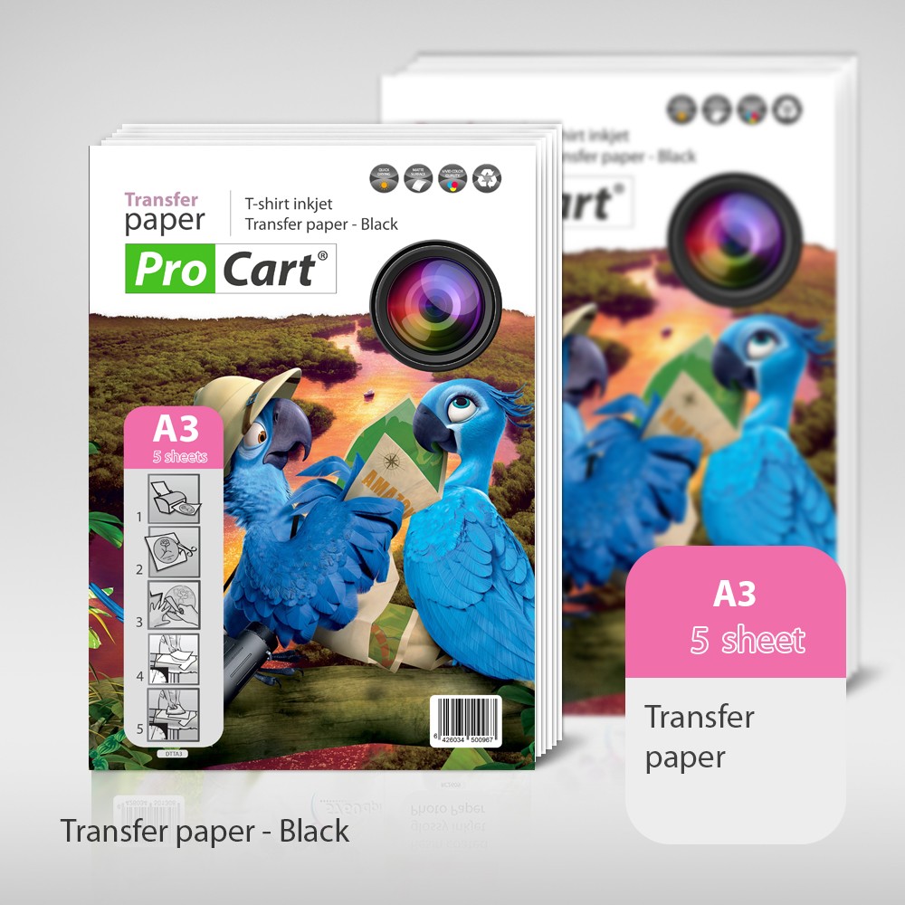 Hartie transfer termic A3 pentru tricouri negre - imagine 3